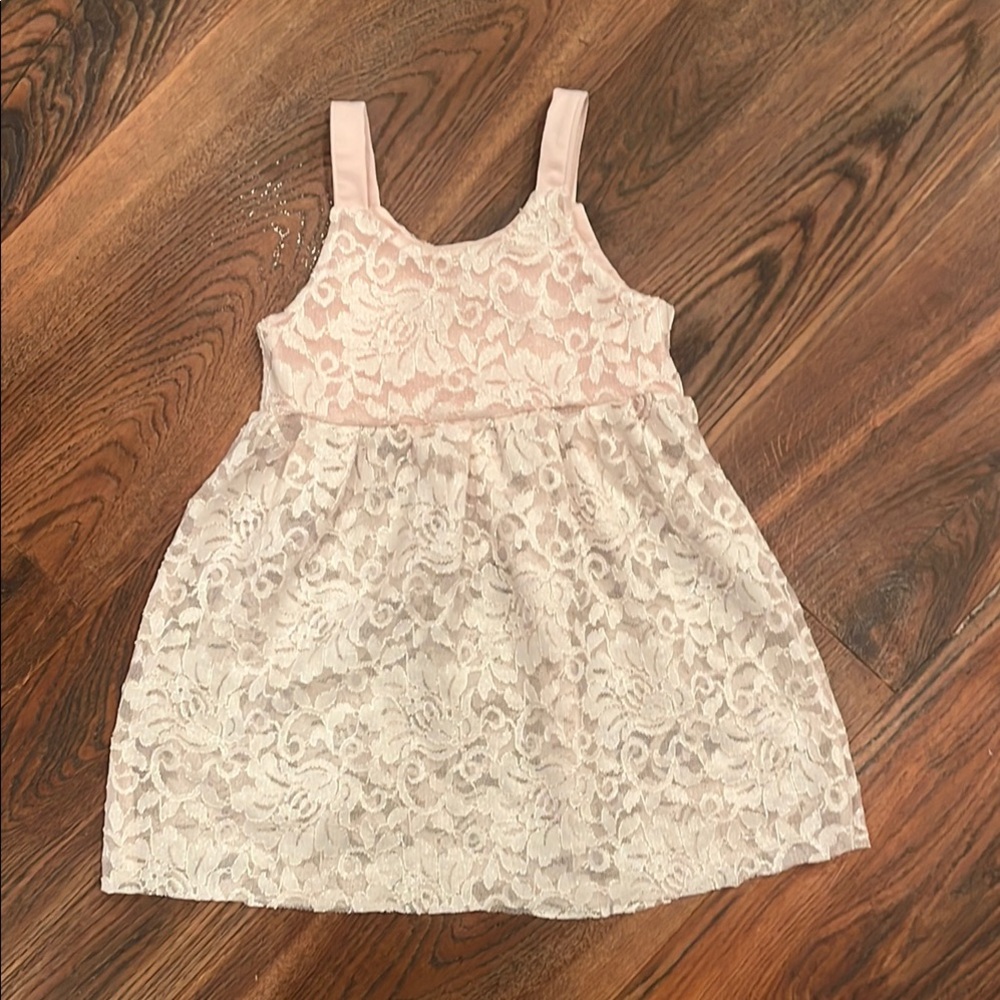 4T Light pink Lace Kids dress flower girl sleeveless